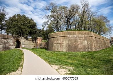 Walls Of Lucca With Bicycle Lane