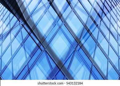 Walls of office buildings. Glazed aluminum structures with reflections visible through each other. Tilt close-up photo on the subject of modern architecture. - Shutterstock ID 543132184