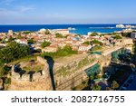 Walls of the old fortress in Chios town, Greece.