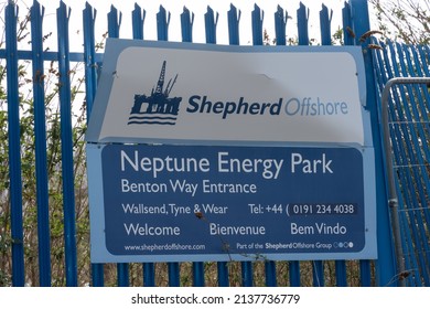 Wallsend, North Tyneside, UK: March 20th, 2022: Sign At Shepherd Offshore, Working In The Oil And Natural Gas Industry, At A Time When The Government Seeks To Secure Energy Supplies For The UK.