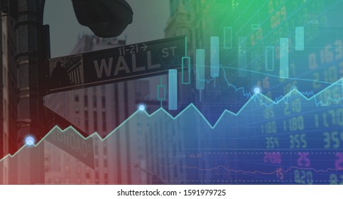 Wallstreet Of Chart And Candle Stick Background