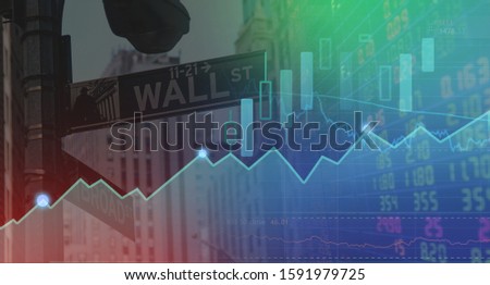 wallstreet of chart and candle stick background