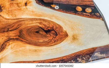 Walnut Counter Top Covered With Epoxy Resin