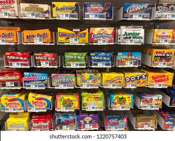 Walnut Creek, CA - OCTOBER 31, 2018: Display Of Various Candy Products In Store.