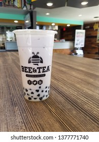 Walnut Creek, CA, USA- June 29, 2018, White Chocolate Ube Boba From Bee & Tea