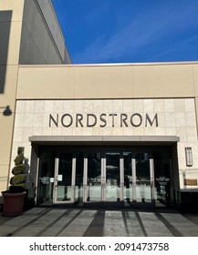 Walnut Creek, CA, USA - November 25, 2021 - Logo sign over entrance to Nordstrom department store