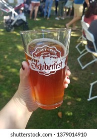 Walnut Creek, CA, USA-October 20, 2018, Walnut Creek Oktoberfest Glass Of Beer