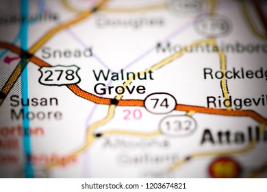 Walnut Grove. Alabama. USA On A Map