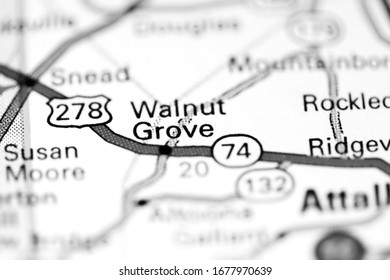 Walnut Grove. Alabama. USA On A Map