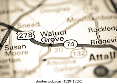 Walnut Grove. Alabama. USA On A Map