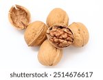 Walnut nut isolate on white background, isolated of walnut