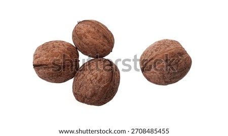 Walnut on a white background. Split Walnut. Soft focus. 