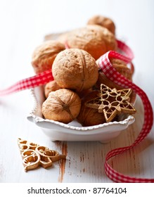 Walnuts With Christmas Decoration