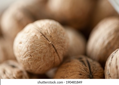 Walnuts close up,selective focus