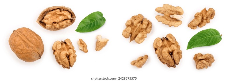 Walnuts isolated on white background. Top view. Flat lay - Powered by Shutterstock