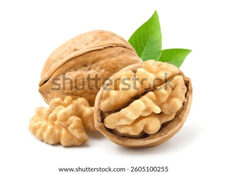 Walnuts isolated on white background.