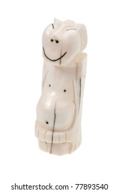 walrus bone Eskimo idol - Peliken isolated on white
