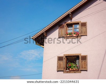Walshwiller is commune in north-east of France in Grand Est region, Haut-Rhin department, Altkirch district, Altkirch canton. beautiful facade of old house Stock photo © 