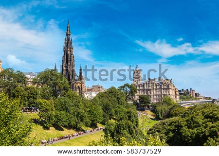 The Walter Scott Monument in Edinburgh in a beautiful summer day, Scotland, United Kingdom