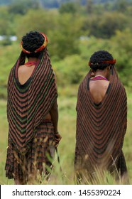 
Wamena, Papua, Indonesia: August 8, 2016 : Papuan women use noken. Noken is a traditional bag from Papua.