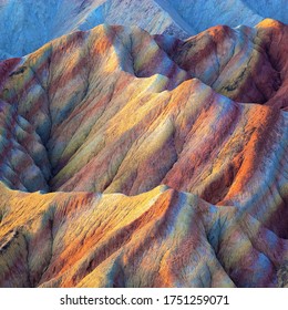 Wanderlust. China Zhangye Danxia Landform View. Scenic Colourful Mountain Rock Stone Landscape. Geology Nature Background Image. Popular Tourism Destination.