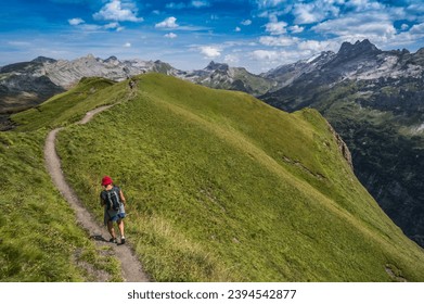 The Wandertrail Horizontweg from Alpen Tower to Engstlenalp, along Gental, Switzerland - Shutterstock ID 2394542877