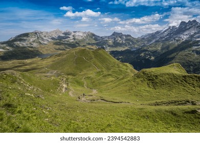 The Wandertrail Horizontweg from Alpen Tower to Engstlenalp, along Gental, Switzerland - Shutterstock ID 2394542883