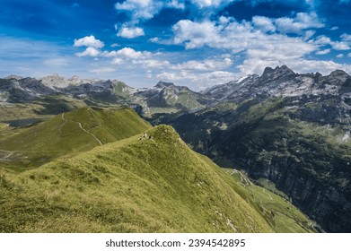 The Wandertrail Horizontweg from Alpen Tower to Engstlenalp, along Gental, Switzerland - Shutterstock ID 2394542895