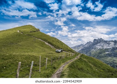 The Wandertrail Horizontweg from Alpen Tower to Engstlenalp, along Gental, Switzerland - Shutterstock ID 2394542909