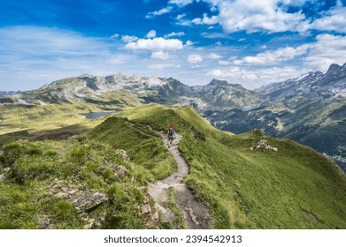 The Wandertrail Horizontweg from Alpen Tower to Engstlenalp, along Gental, Switzerland - Shutterstock ID 2394542913