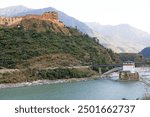 Wangdue Phodrang Dzong ruins, Bhutan. The dzong was built in 1638 by Shabdrung Ngawang Namgyal. The dzong was burn down by a fire in June 2012.