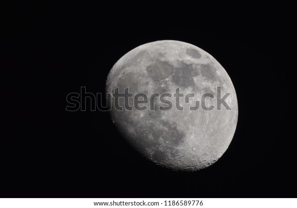 Waning gibbous moon background, hight\
detail picture , shot with telescope in the dark\
night
