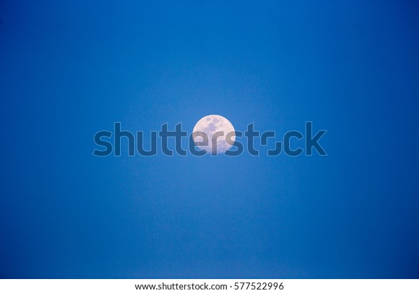 Waning Gibbous Moon in Blue\
Sky