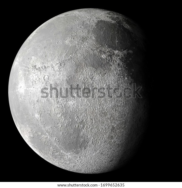 Waning gibbous moon in the night sky showing\
crater detail