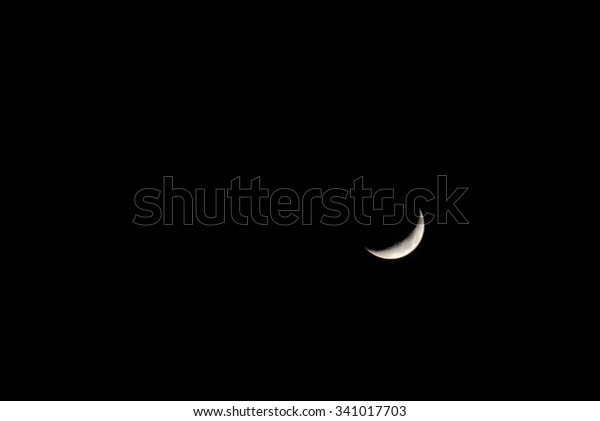 Waning moon, Crescent Moon, Moon, Black background,
copy space