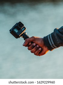 Wankaner, India - Circa 2020: Closeup Shot Of The Hand Holding GoPro