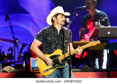 WANTAGH, NY - AUG 30: Brad Paisley Performs In Concert At Northwell Health At Jones Beach On August 30, 2019 In Wantagh, New York.