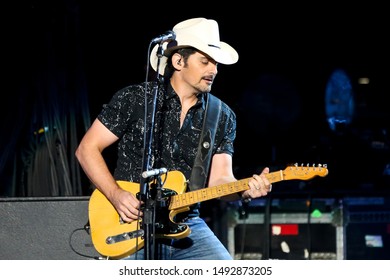 WANTAGH, NY - AUG 30: Brad Paisley Performs In Concert At Northwell Health At Jones Beach On August 30, 2019 In Wantagh, New York.