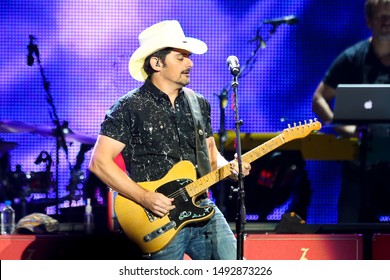 WANTAGH, NY - AUG 30: Brad Paisley Performs In Concert At Northwell Health At Jones Beach On August 30, 2019 In Wantagh, New York.