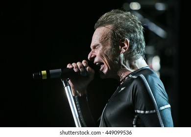WANTAGH, NY-AUG 14: David Lee Roth of Van Halen performs onstage at Jones Beach Theater on August 14, 2015 in Wantagh, New York.