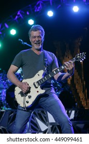 WANTAGH, NY-AUG 14: Eddie Van Halen of Van Halen performs onstage at Jones Beach Theater on August 14, 2015 in Wantagh, New York.