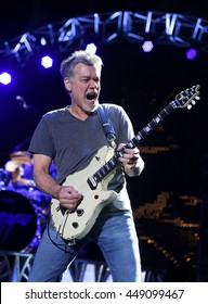 WANTAGH, NY-AUG 14: Eddie Van Halen Of Van Halen Performs Onstage At Jones Beach Theater On August 14, 2015 In Wantagh, New York.