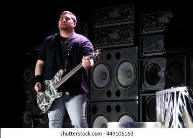 WANTAGH, NY-AUG 14: Wolfgang Van Halen Of Van Halen Performs Onstage At Jones Beach Theater On August 14, 2015 In Wantagh, New York.