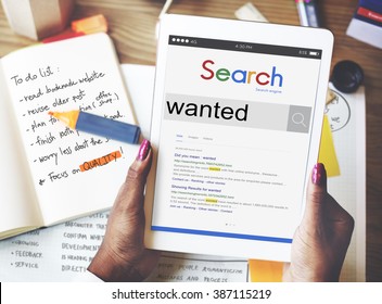 Wanted Want Needed Require Request Research Concept