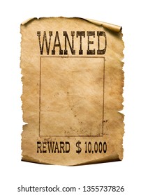 Wanted Wild West Poster On White Background