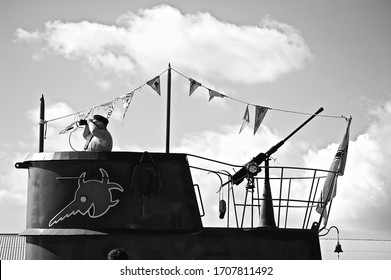 WAR AND PEACE REENACTMENT,KENT,ENGLAND-22 JULY 2010.German U Boat Reenactment Static Display .