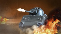 War With Tank, Toy Tank, War Concept, Copy Space...,