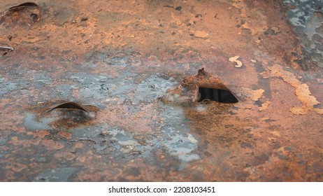 The War In Ukraine, A Burned Civilian Car, Metal Fragments Damaged By Shrapnel