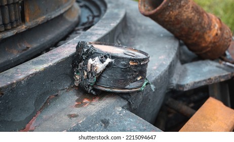 
The War In Ukraine, Burnt Cans Lie On The Hull Of The Tank