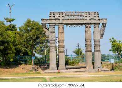Warangal /India 28 December 2017 Kakatiya Kala Thoranam or Warangal Gate  is a historical arch in the Warangal Fort at Telangana south Indian